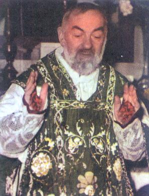 padre pio with visible stigmata wounds